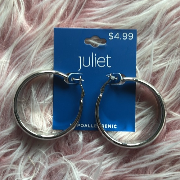NWT Silver Hypoallergenic Large Juliet Hoop Earrings - Picture 2 of 2